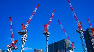 Tokyo geniş atış panning yapım aşamasında hareketli vinçler bir zaman atlamalı