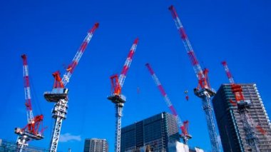 Tokyo geniş çekim zoom yapım aşamasında hareketli vinçler bir zaman atlamalı