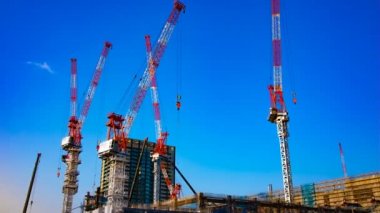 Tokyo geniş çekim zoom yapım aşamasında hareketli vinçler bir zaman atlamalı