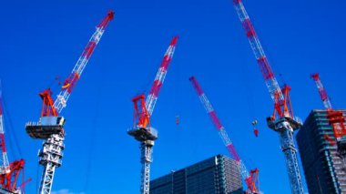 Tokyo geniş çekim zoom yapım aşamasında hareketli vinçler bir zaman atlamalı