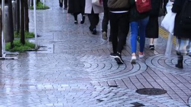 Shinjuku Tokyo yağmurlu bir gün geçiş yürüyen insanlar vücut parçaları