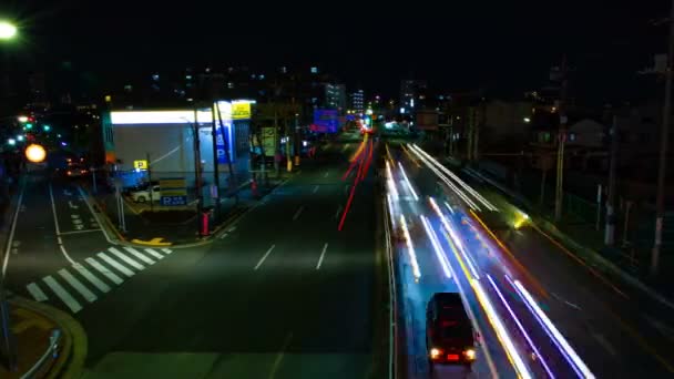 A timelapse da rua no centro da cidade de Tóquio à noite exposição ampla tiro — Vídeo de Stock