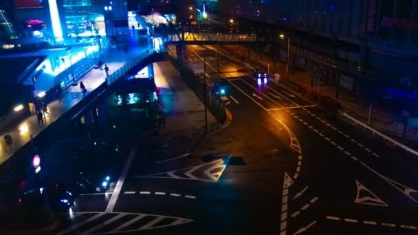 Un timelapse de la calle en el centro de Osaka en ángulo alto de la noche — Vídeos de Stock