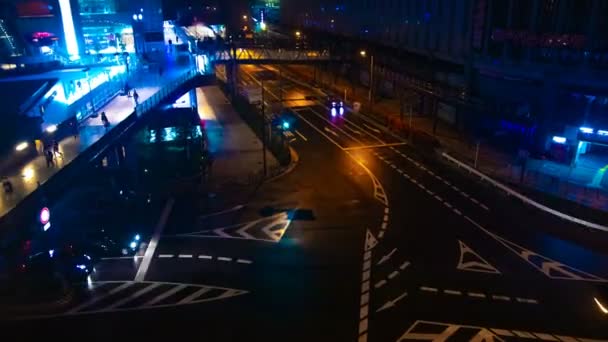 Хронометраж улицы в центре Осаки под высоким углом — стоковое видео