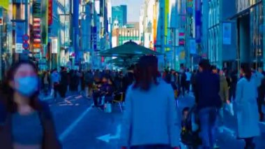 Ginza Tokyo gündüz şehir merkezinde şehir sokak bir timelapse