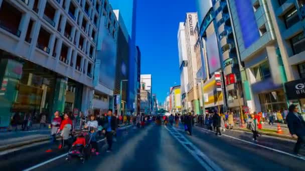 En timelapse av stadens gata i centrum i Ginza Tokyo dagtid bred skott — Stockvideo