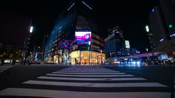 긴 노출 와이드 샷으로 긴 도쿄 긴 자 도쿄 시내에서 거리의 타임랩스 — 비디오