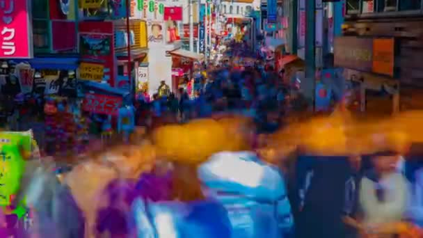 Harajuku Tokyo gündüz geniş atış Takeshita sokak bir timelapse — Stok video