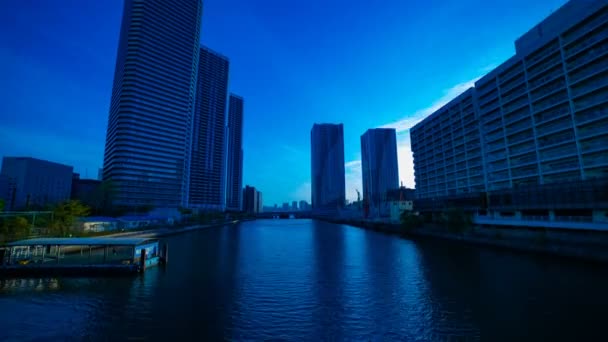 A timelapse of sunset near the bayarea at the business town in Ariake Tokyo — Stock Video