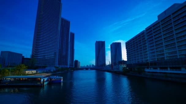 En Timelapse av solnedgången nära bayarea i affärs staden i Ariake Tokyo — Stockvideo