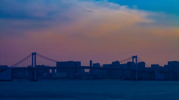 Ein Zeitraffer des Sonnenuntergangs in der Nähe des Bayarea in ariake tokyo — Stockvideo