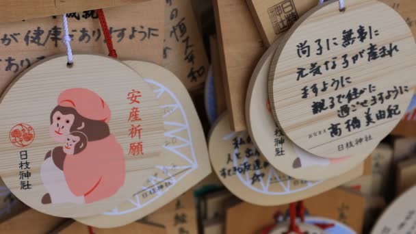 Votive tabletter på Hie Shrine i Tokyo — Stockvideo