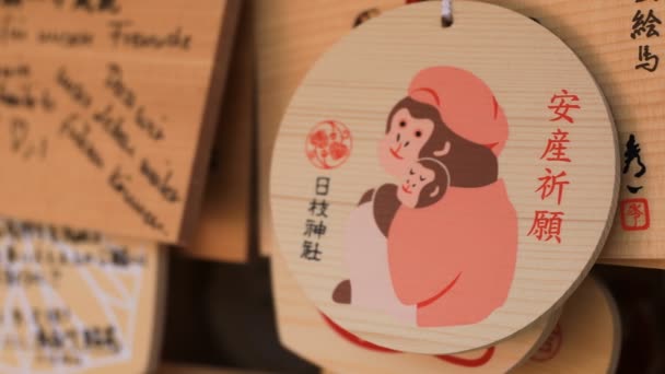 Tokyo 'da Hie tapınağında Votive tabletler — Stok video