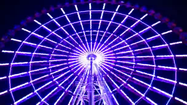 En Timelapse av pariserhjulet på nöjesparken i Tokyo på natten — Stockvideo