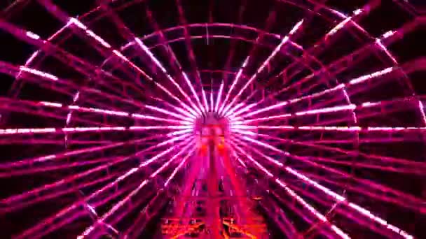 Uma cronologia da roda gigante no parque de diversões em Tóquio à noite — Vídeo de Stock