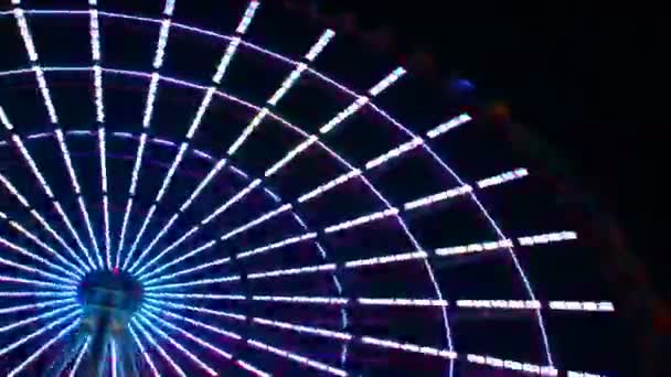 En Timelapse av pariserhjulet på nöjesparken i Tokyo på natten — Stockvideo