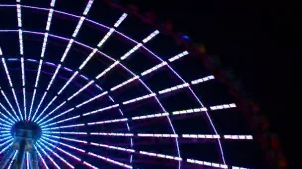 Un timelapse di ruota panoramica al parco divertimenti di Tokyo di notte — Video Stock