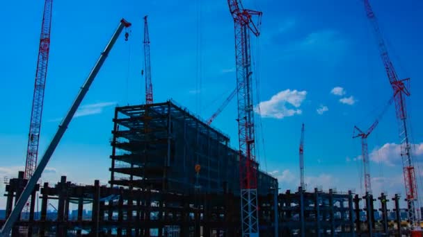 A timelapse of cranes at the under construction in Tokyo — Stock Video