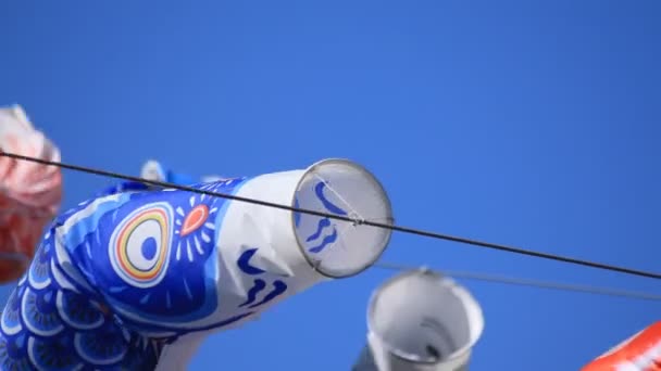 Streamer de carpa no parque em Tóquio ensolarado durante o dia — Vídeo de Stock