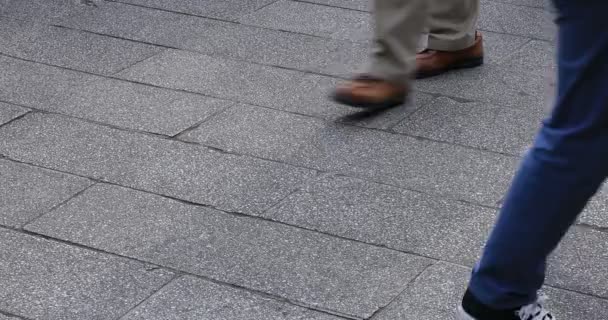 Parti del corpo di persone che camminano sulla strada lastricata in pietra ad Asakusa — Video Stock
