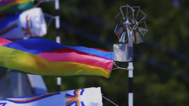 Ibaraki gündüz güneşli Ryujin büyük köprüde sazan flamalar