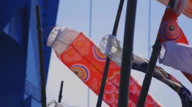 Ibaraki gündüz güneşli Ryujin büyük köprüde sazan flamalar