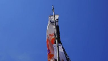 Ibaraki gündüz güneşli Ryujin büyük köprüde sazan flamalar