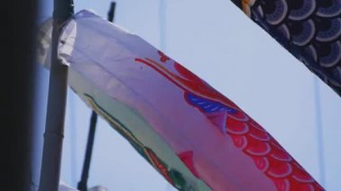 Ibaraki gündüz güneşli Ryujin büyük köprüde sazan flamalar