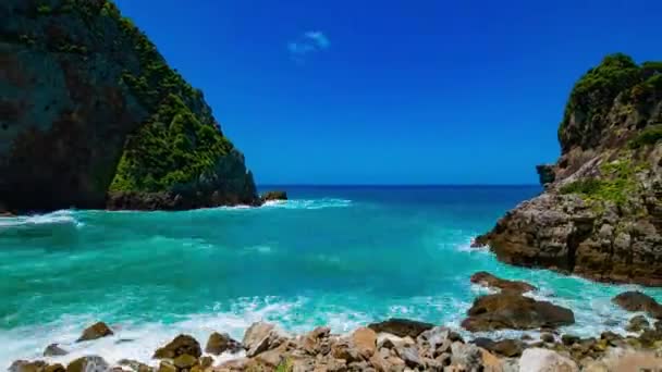 A timelapse of Tokuhama cliff near the blue ocean in Amami oshima Kagoshima — Stock Video