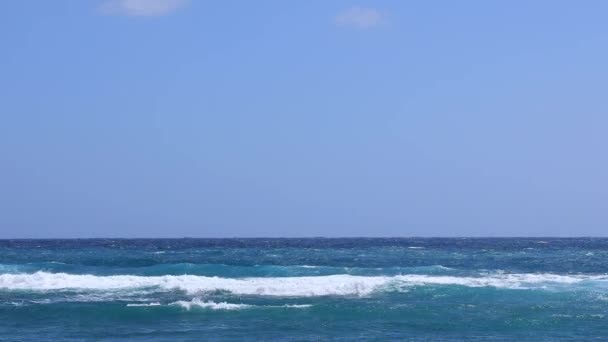 Ondas suaves en el océano azul en Amami oshima Kagoshima día soleado — Vídeos de Stock