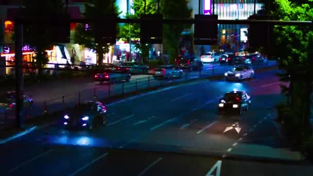 A TimeLapse az utcán a neon város Shinjuku Tokyo széles lövés — Stock videók