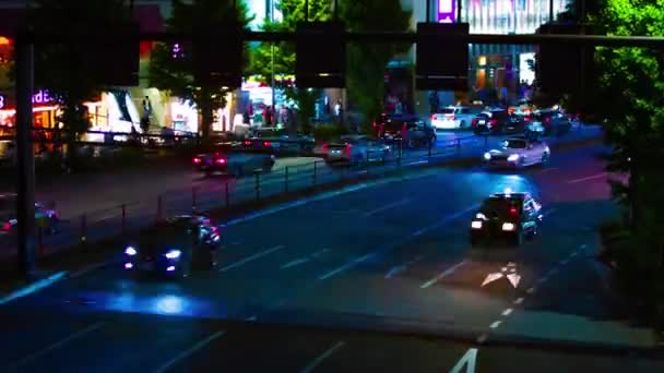 Een timelapse van de straat in de neon stad in Shinjuku Tokyo Wide shot — Stockvideo