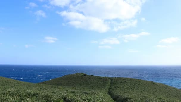 Promontorio Miyakozaki cerca del océano azul en Amami oshima Kagoshima — Vídeos de Stock