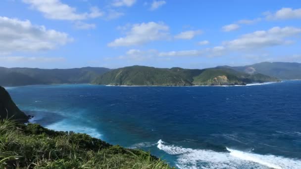 Amami oshima Kagoshima mavi okyanus yakınında Miyakozaki promontory — Stok video