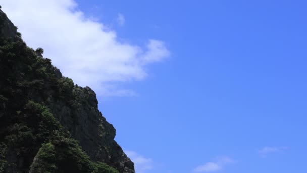 Acantilado Tokuhama cerca del océano azul en Amami oshima Kagoshima tiro ancho — Vídeos de Stock