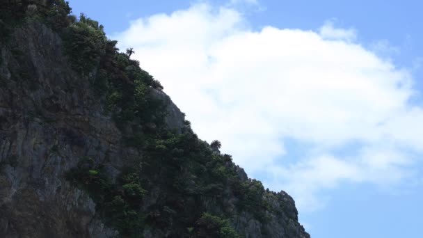 Acantilado Tokuhama cerca del océano azul en Amami oshima Kagoshima tiro ancho — Vídeos de Stock