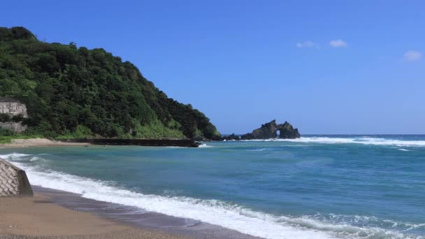 Acantilado rocoso de Turusu en el océano azul en Amami oshima Kagoshima — Vídeo de stock