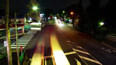 Tokyo'da Oume caddesinde şehir caddesinin bir timelapse uzun pozlama geniş çekim