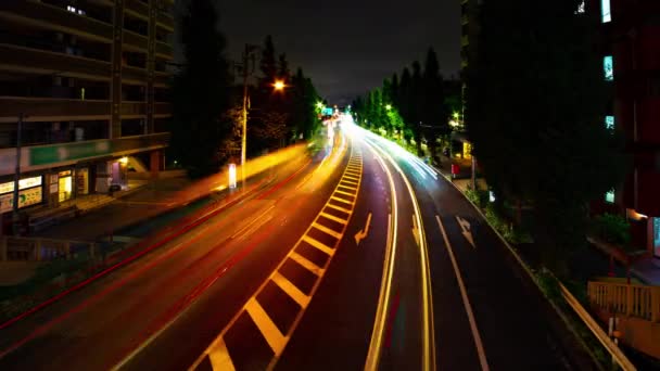 Timelapse ulicy w centrum w Oume Avenue w Tokio długiej ekspozycji szeroki strzał — Wideo stockowe