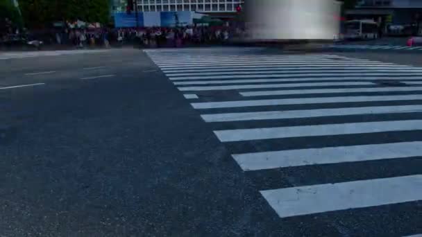 Shibuya Tokyo gündüz geniş çekim geçişte insanların bir timelapse — Stok video