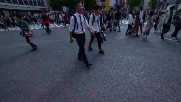 Een timelapse van mensen bij de kruising in Shibuya Tokyo overdag breed schot — Stockvideo