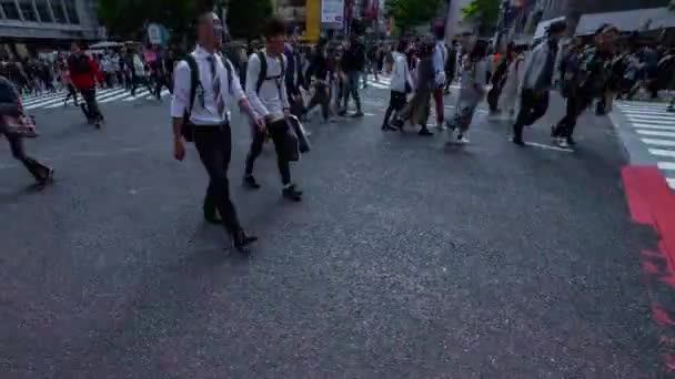 Een timelapse van mensen bij de kruising in Shibuya Tokyo overdag breed schot — Stockvideo