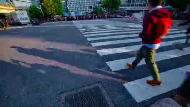 Een timelapse van mensen bij de kruising in Shibuya Tokyo overdag breed schot — Stockvideo