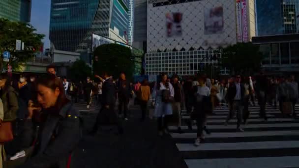 En Timelapse människor vid korsningen i Shibuya Tokyo dagtid wide shot — Stockvideo