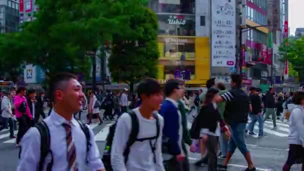 Een timelapse van mensen bij de kruising in Shibuya Tokyo overdag breed schot — Stockvideo