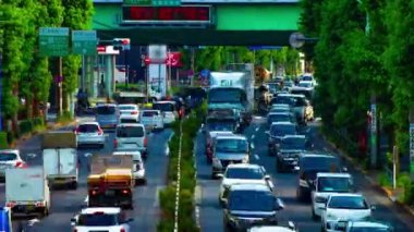 Tokyo 'da Kanpachi Bulvarında şehir Caddesi bir timelapse gündüz geniş çekim