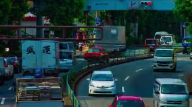 Tokyo 'da Kanpachi Bulvarında şehir Caddesi bir timelapse gündüz geniş çekim