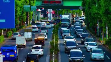 Tokyo 'da Kanpachi Bulvarında şehir Caddesi bir timelapse gündüz geniş çekim