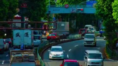 Tokyo 'da Kanpachi Bulvarında şehir Caddesi bir timelapse gündüz geniş çekim