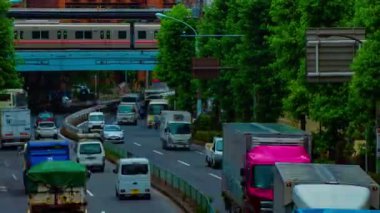 Tokyo 'da Kanpachi Bulvarında şehir Caddesi bir timelapse gündüz geniş çekim